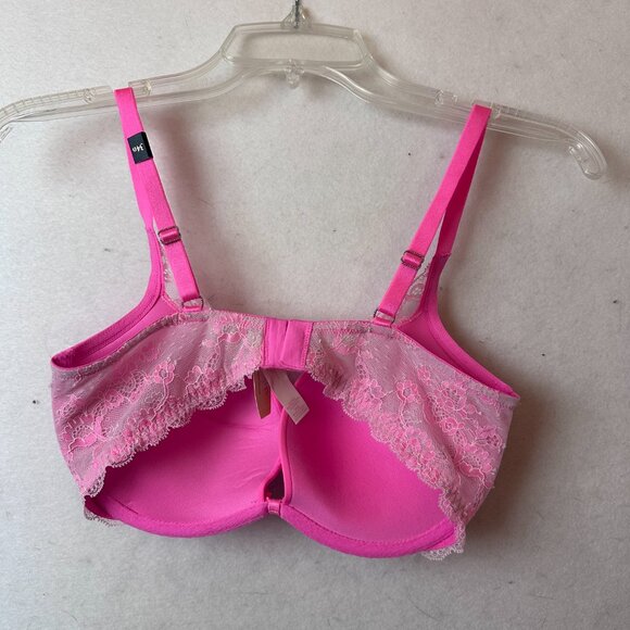 Victoria's Secret Bra Women's 34D plunge underwire hot barbie pink lace trim nwt - Picture 3 of 6
